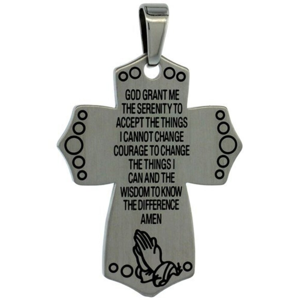 Surgical Steel The Serenity Prayer Cross Necklace